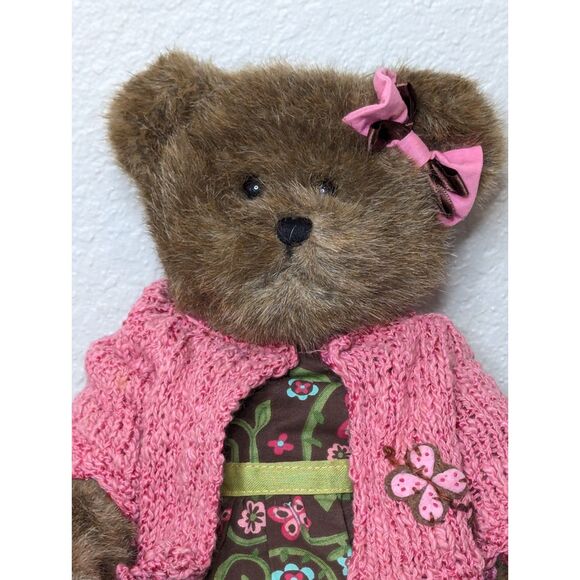 Boyds Bears Jasmine Flutterlee Plush Bear 2009 Retired Pink Bow Sweater No Tag - Picture 2 of 8